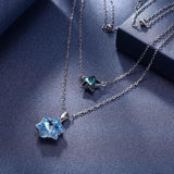 Lekani Snowflake Star Pendant Necklace Real S925 Silver Double Chains Collier