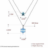 Lekani Snowflake Star Pendant Necklace Real S925 Silver Double Chains Collier