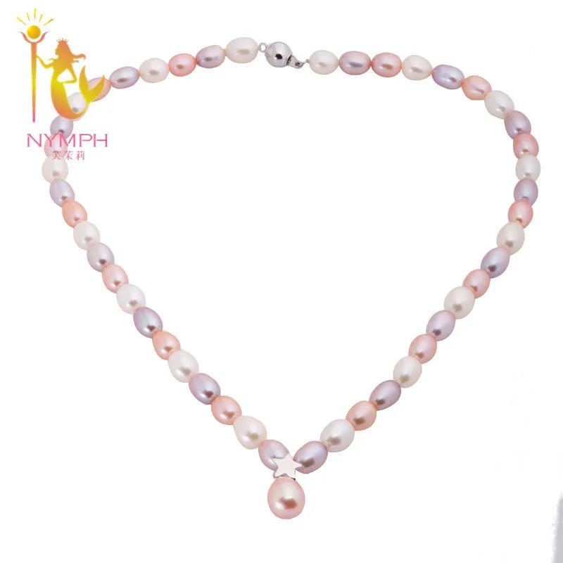 Freshwater Pearl Choker Stone Necklace for Party X1223