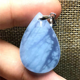 Aquamarine Pendant Natural Healing Crystal 29x20x8mm Beads Ocean Stone Silver