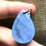 Aquamarine Pendant Natural Healing Crystal 29x20x8mm Beads Ocean Stone Silver