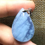 Aquamarine Pendant Natural Healing Crystal 29x20x8mm Beads Ocean Stone Silver