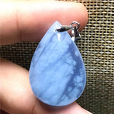 Aquamarine Pendant Natural Healing Crystal 29x20x8mm Beads Ocean Stone Silver