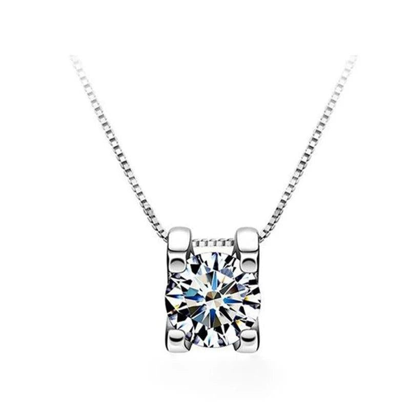 925 Silver 2ct Moissanite Diamond VVS1 D Pendant Necklace Gift