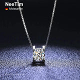925 Silver 2ct Moissanite Diamond VVS1 D Pendant Necklace Gift