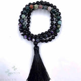 8mm Indian Agate 108 Beads Tassel Necklace Wrist Bracelet Spirituality