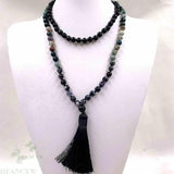 8mm Indian Agate 108 Beads Tassel Necklace Wrist Bracelet Spirituality