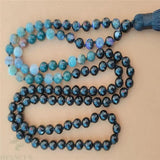 8mm Indian Agate 108 Beads Tassel Necklace Wrist Bracelet Spirituality