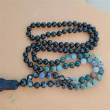 8mm Indian Agate 108 Beads Tassel Necklace Wrist Bracelet Spirituality