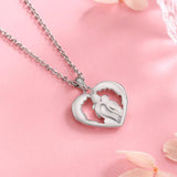 Mom Hugged Two Kids Baby Pendant Silver Chain Angel Wings Necklace