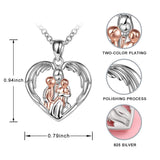 Mom Hugged Two Kids Baby Pendant Silver Chain Angel Wings Necklace