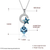 Crystal Star Cube Moon Pendant Necklace S925 Sterling Silver Chain
