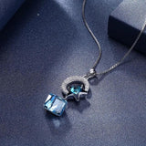 Crystal Star Cube Moon Pendant Necklace S925 Sterling Silver Chain