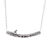 Spring Bird Necklace 925 Sterling Silver Jewelry Choker Vintage Pendant