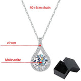 Real Moissanite Necklace for Women S925 Sterling Silver Water Drop Pendant