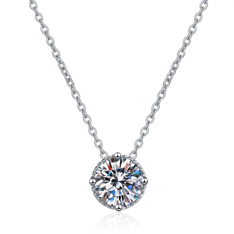 925 Silver 1ct Green Moissanite VVS1 Pendant Necklace Gift