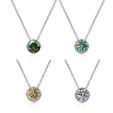 925 Silver 1ct Green Moissanite VVS1 Pendant Necklace Gift