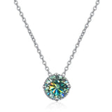 925 Silver 1ct Green Moissanite VVS1 Pendant Necklace Gift