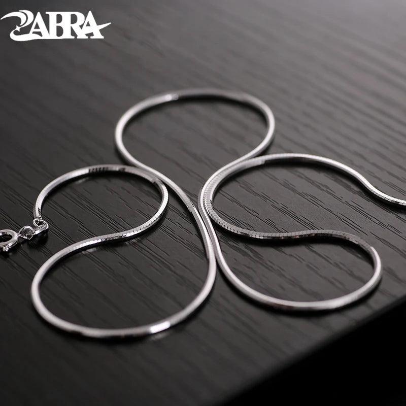 Snake Style 925 Silver Choker Necklace 1.5mm 45/50cm Long Steampunk Chain