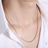 Snake Style 925 Silver Choker Necklace 1.5mm 45/50cm Long Steampunk Chain