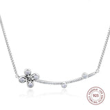 4-Petal Flower Necklace 925 Silver Link Chain Pendant Wedding Jewelry