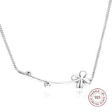 4-Petal Flower Necklace 925 Silver Link Chain Pendant Wedding Jewelry