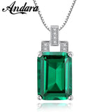 925 Silver Green Gem Necklace Pendant for Women Wedding Jewelry