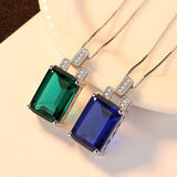 925 Silver Green Gem Necklace Pendant for Women Wedding Jewelry