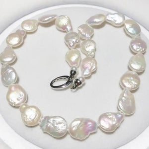 12x16mm Reborn Keshi Pearl Necklace 925 Sterling Silver Clasp