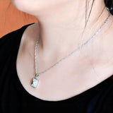 925 Silver Necklace Women's Square Pendant Wave Chain Necklace 41-43-46CM