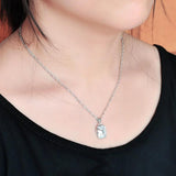 925 Silver Necklace Women's Square Pendant Wave Chain Necklace 41-43-46CM
