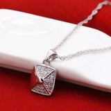 925 Silver Necklace Women's Square Pendant Wave Chain Necklace 41-43-46CM