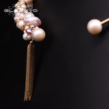 Freshwater Pearl Tassel Choker Necklace For Women Fine Jewelry