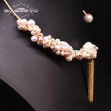 Freshwater Pearl Tassel Choker Necklace For Women Fine Jewelry
