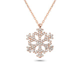 Snow Flake 925 Silver Rose Plated Pendant Necklace