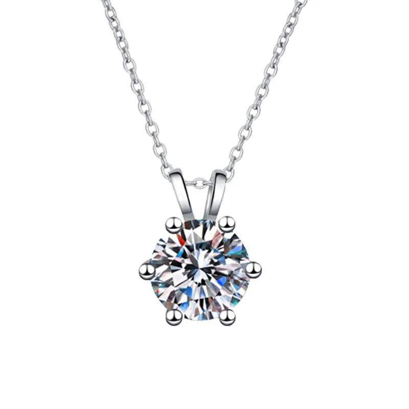 1CT Moissanite Necklace 925 Sterling Silver Lab Diamond Pendant