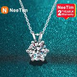 1CT Moissanite Necklace 925 Sterling Silver Lab Diamond Pendant