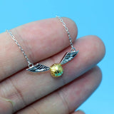 925 Silver Golden Snitch Pendant Necklace Wing Charm Quidditch Snitch Necklace