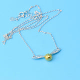 925 Silver Golden Snitch Pendant Necklace Wing Charm Quidditch Snitch Necklace