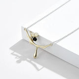 Real S925 Sterling Silver Bee & Honey Pendant Necklace Women Fine Jewelry