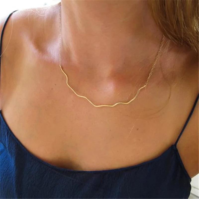 925 Silver Bar Choker Necklace Pendant Statement Boho Women Jewelry