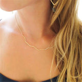 925 Silver Bar Choker Necklace Pendant Statement Boho Women Jewelry