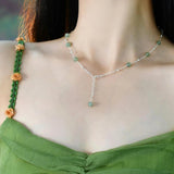 Natural Jade 925 Sterling Silver Necklace Ladies Jewelry