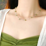Natural Jade 925 Sterling Silver Necklace Ladies Jewelry