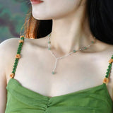 Natural Jade 925 Sterling Silver Necklace Ladies Jewelry