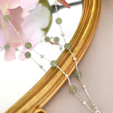 Natural Jade 925 Sterling Silver Necklace Ladies Jewelry