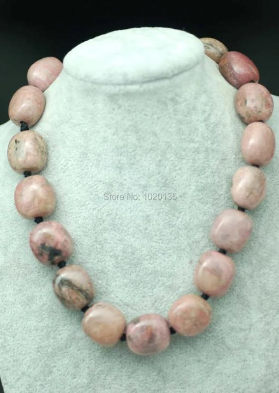 Rhodonite Pink Baroque 18-22mm Necklace 17 Inch