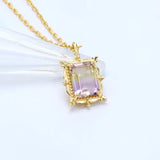 Vintage Ametrine Pendant Necklace 925 Silver Plated