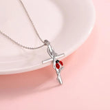 925 Silver Cross Ladybug Necklace for Women Religious Pendant