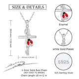 925 Silver Cross Ladybug Necklace for Women Religious Pendant